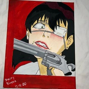 Kakeguri Midari Ikishima Handmade Art Painting Anime 10x14 Frame